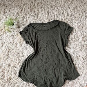Stylish Indigo Forest Green Short Sleeve basic casual, extra long Women's Tee gr